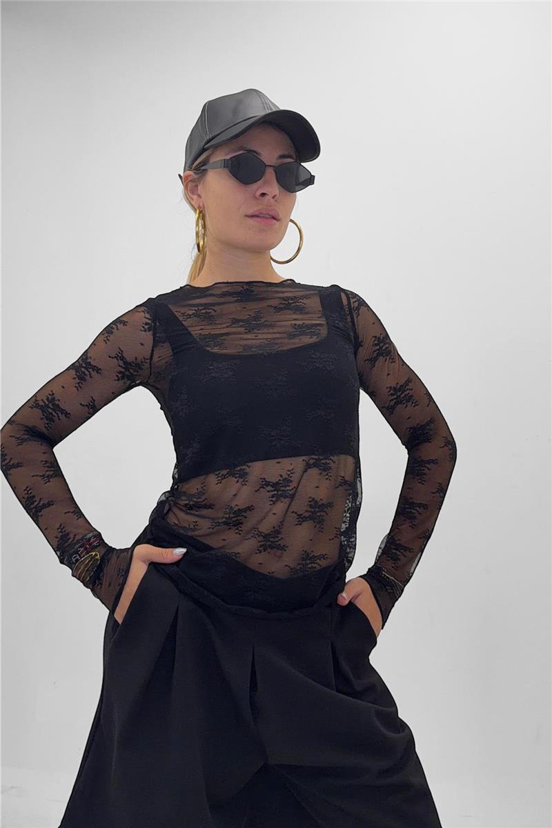maglia in pizzo trasparente jess